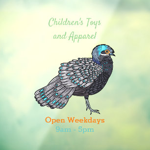 Bornean peacock-pheasant bird cartoon illustration