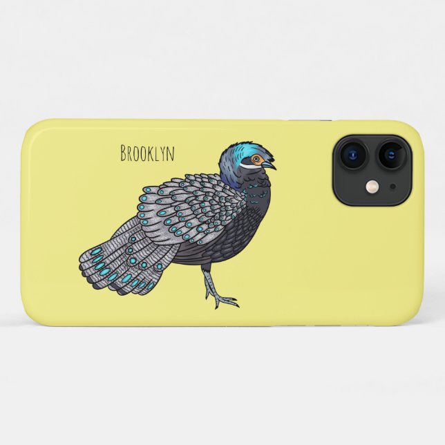 Bornean peacock-pheasant bird cartoon illustration Case-Mate iPhone case (Back (Horizontal))
