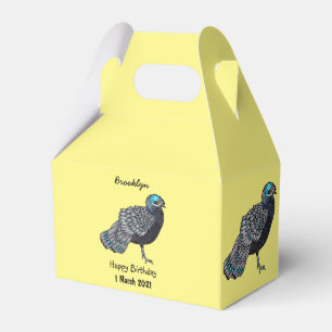 Bornean peacock-pheasant bird cartoon illustration favour box