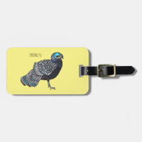 Bornean peacock-pheasant bird cartoon illustration