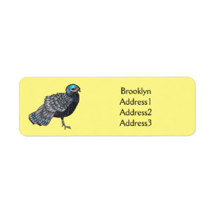 Bornean peacock-pheasant bird cartoon illustration return address label