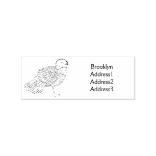 Bornean peacock-pheasant bird cartoon illustration rubber stamp