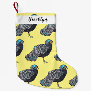 Bornean peacock-pheasant bird cartoon illustration small christmas stocking