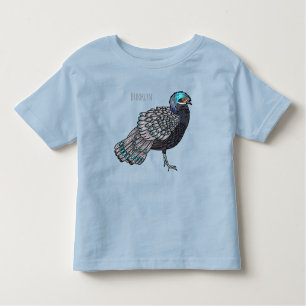 Bornean peacock-pheasant bird cartoon illustration toddler T-Shirt