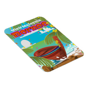 Borneo Island holiday travel poster. Magnet