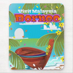 Borneo Island holiday travel poster. Mouse Pad