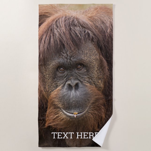 Borneo Orangutan Beautiful Photography Beach Towel (Front)