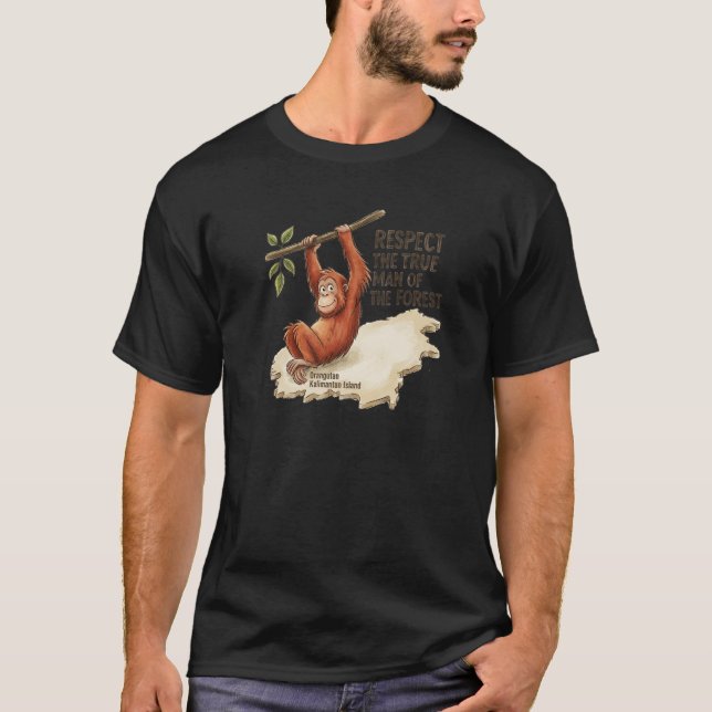 Borneo Orangutan Kalimantan Map Conservation Tee (Front)