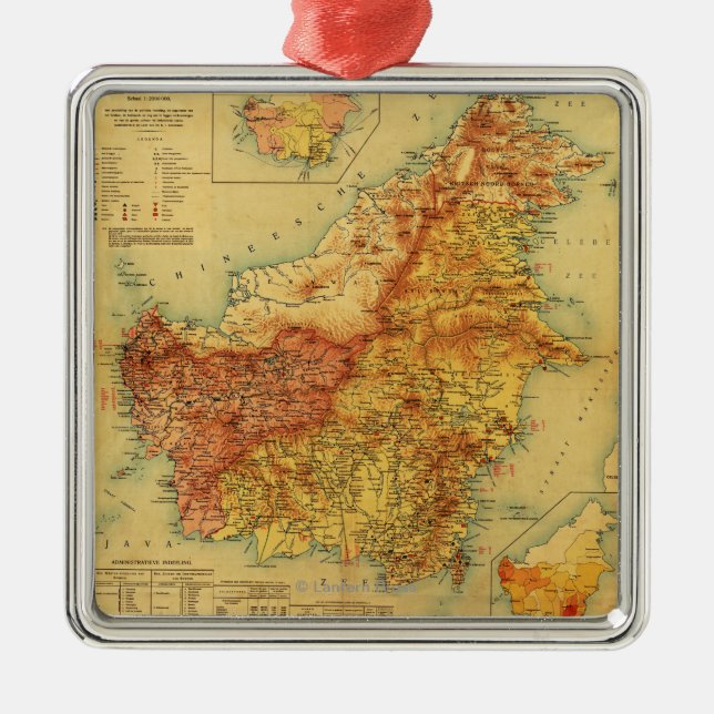 BorneoPanoramic MapBorneo Metal Tree Decoration (Front)