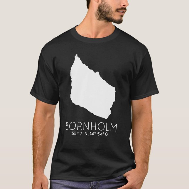 Bornholm Denmark Island Coordinates Dansk Card T-Shirt (Front)