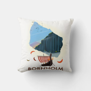 Bornholm Island Viking map Cushion