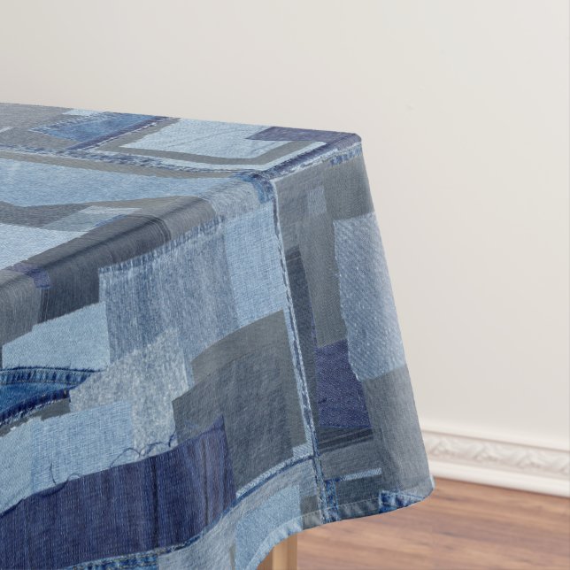 Boro Boro Blue Jean Patchwork Denim Shibori Tablecloth (In Situ)