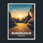 Borobudur Indonesia unesco world heritage travel Postcard<br><div class="desc">Borobudur, located in Central Java, Indonesia, is the world’s largest Buddhist temple and a masterpiece of ancient architecture. Built in the 9th century during the Syailendra dynasty, this UNESCO World Heritage Site is renowned for its intricate design, featuring nine stacked platforms adorned with 2, 672 relief panels and 504 Buddha...</div>