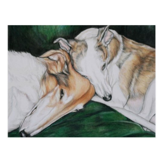 Boroi and Whippet Dlog Art Postcard