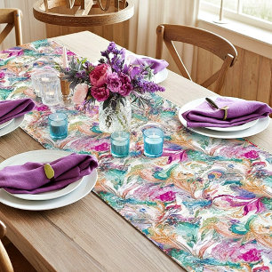 Boroque floral pattern short table runner