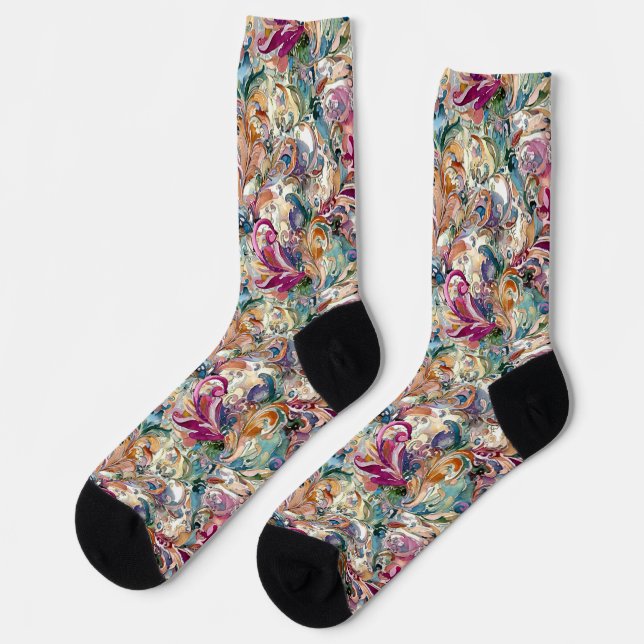 Boroque floral pattern socks (Left)