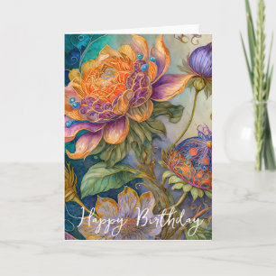 Boroque flowers birthday card