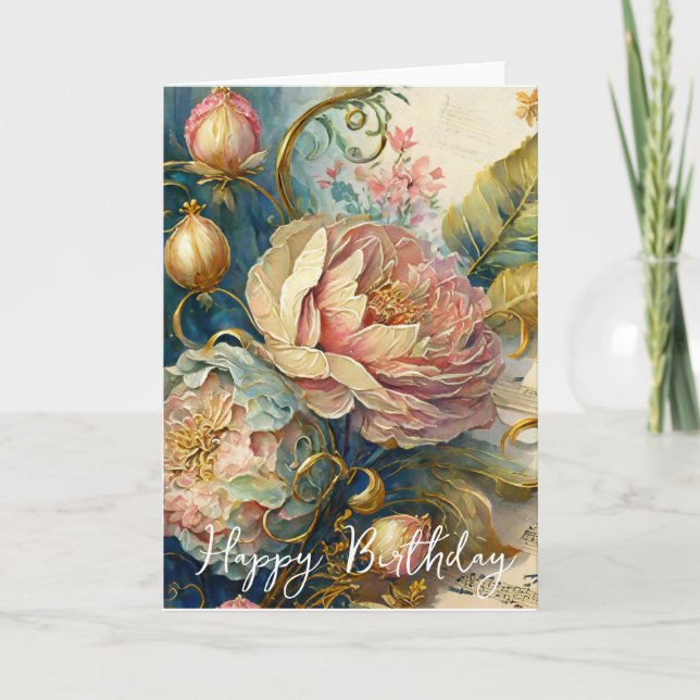 Boroque flowers birthday card (Front)