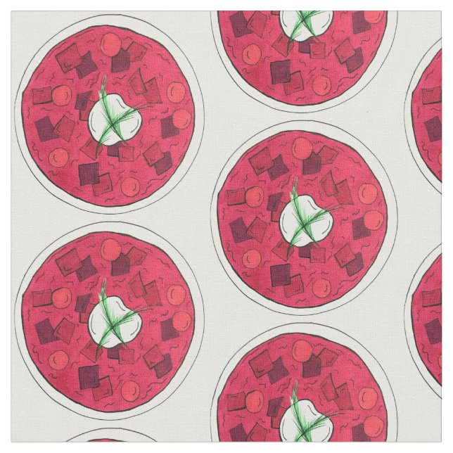 Borscht Eastern European Red Beet Beetroot Soup Fabric (Close Up)