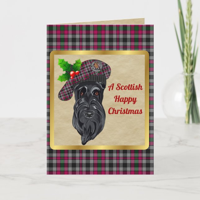 Borthwick Badge & Tartan Personalised Christmas Card (Front)