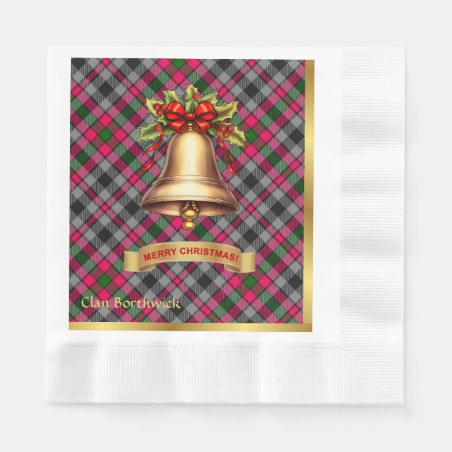 Borthwick  Personalised Tartan Christmas Napkin (Front)