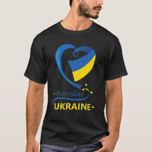 Boryslav Ukraine National Flag Heart Emblem Crest T-Shirt