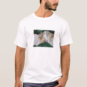 Borzoi and Whippet Dog Art Ladies T-shirt