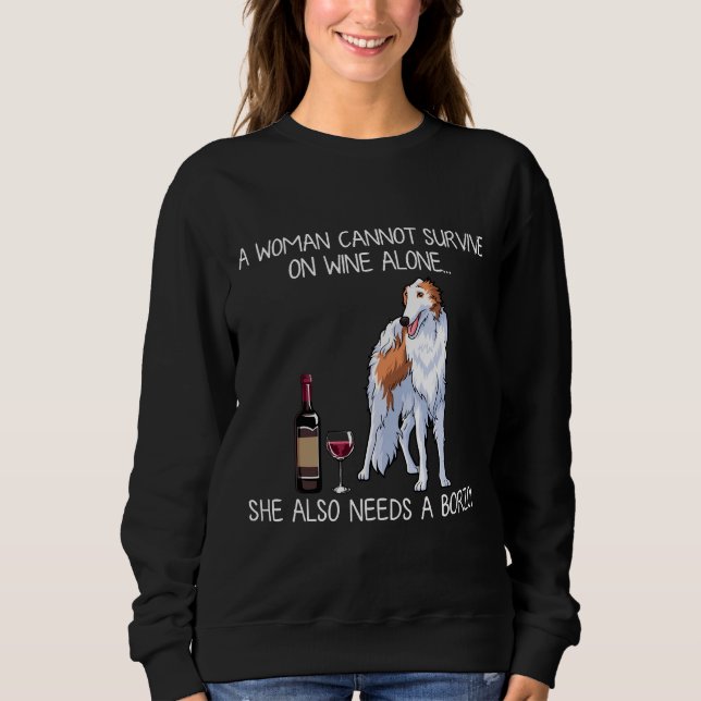 Borzoi And Wine Dog Fitted Sweatshirt (Front)