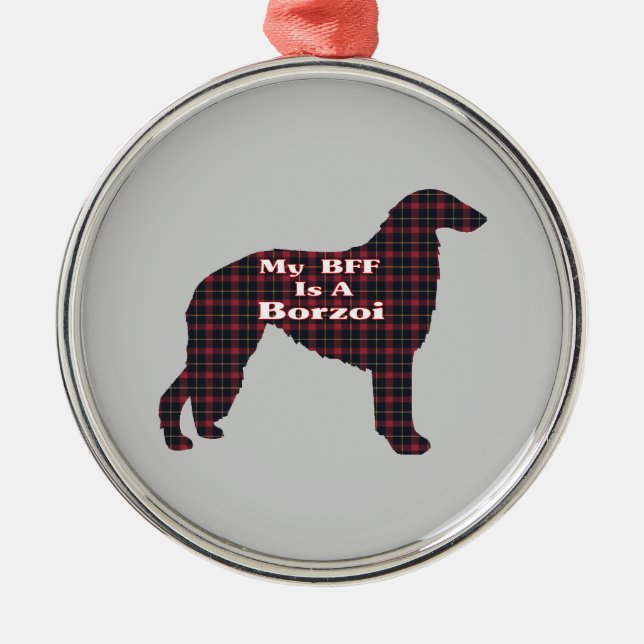 Borzoi BFF Metal Tree Decoration (Front)