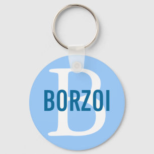 Borzoi Breed Monogram Design Key Ring