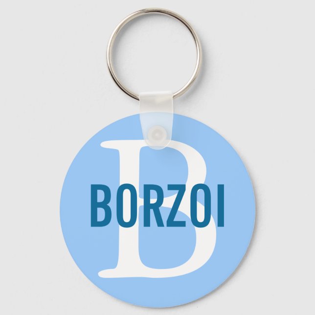 Borzoi Breed Monogram Design Key Ring (Front)