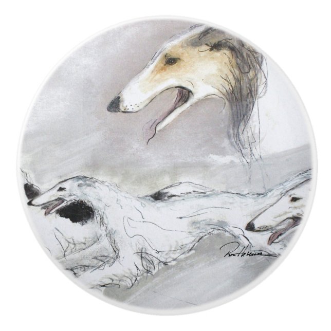 Borzoi Ceramic Knob (Front)
