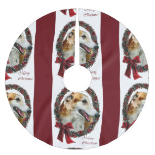 Borzoi Christmas Brushed Polyester Tree Skirt