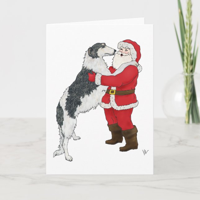 Borzoi Christmas Greeting Holiday Card (Front)