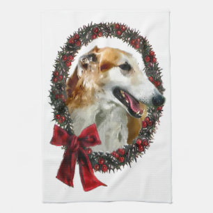 Borzoi Christmas Tea Towel