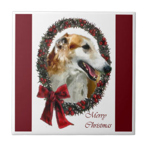 Borzoi Christmas Tile