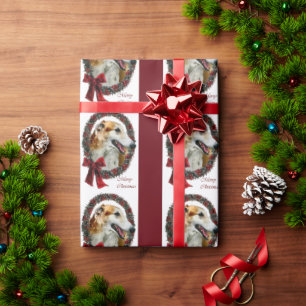 Borzoi Christmas Wreath Wrapping Paper