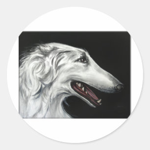 borzoi classic round sticker