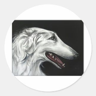 borzoi classic round sticker