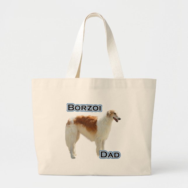 Borzoi Dad 4 Large Tote Bag (Front)