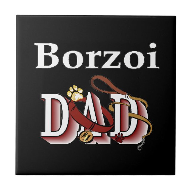 Borzoi Dad Ceramic Tile (Front)