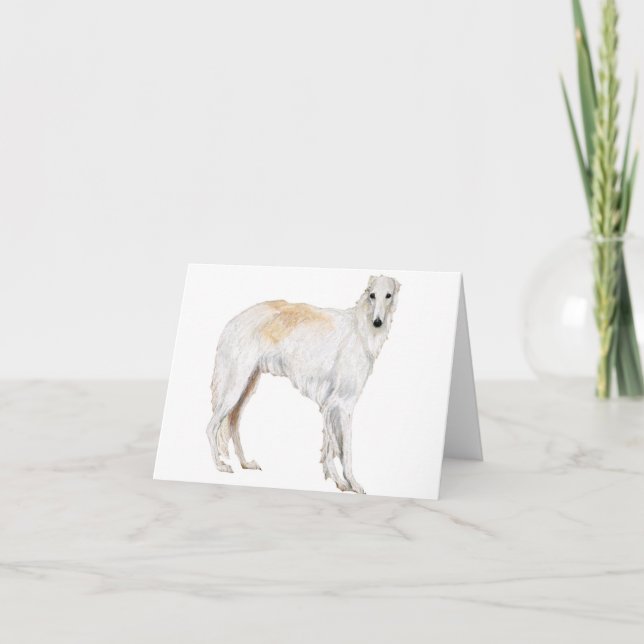 Borzoi Dog Art Note Card (Front)