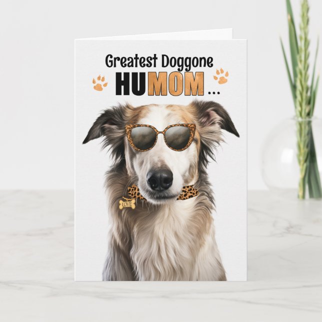 Borzoi Dog Best HuMOM Ever Mother's Day Holiday Card (Front)