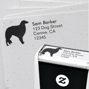 Borzoi Dog Breed Silhouette Return Address Self-inking Stamp