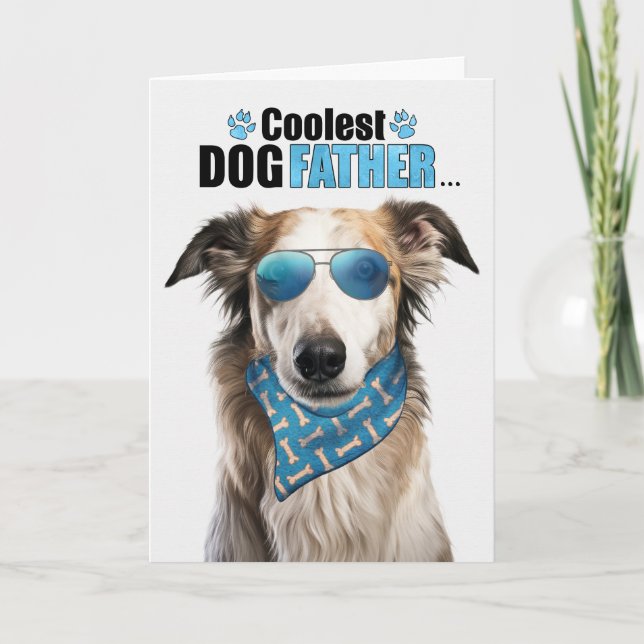 Borzoi Dog Coolest Dad Ever Father's Day Holiday Card (Front)