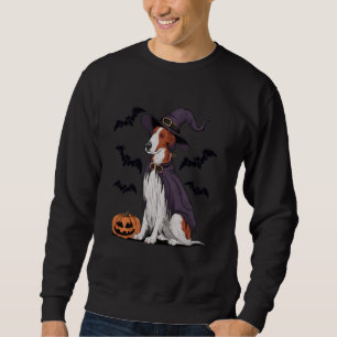 Borzoi Dog Halloween Costume Pumpkin Bat Witch Sweatshirt