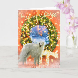 BORZOI Dog HAPPY HOLIDAYS CHRISTMAS Card