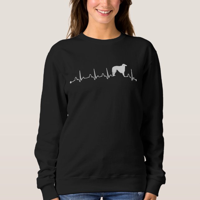 Borzoi Dog Heartbeat Ekg  Dog Mum Sweatshirt (Front)