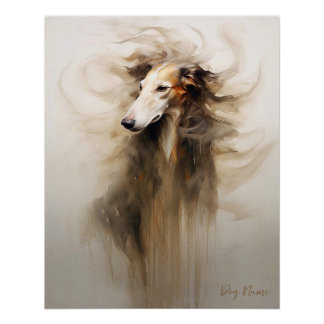 Borzoi dog in the wind 005 - Yacobsen Derosana Poster