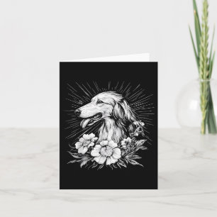 Borzoi Dog Lover Retro Style Tattoo  Card
